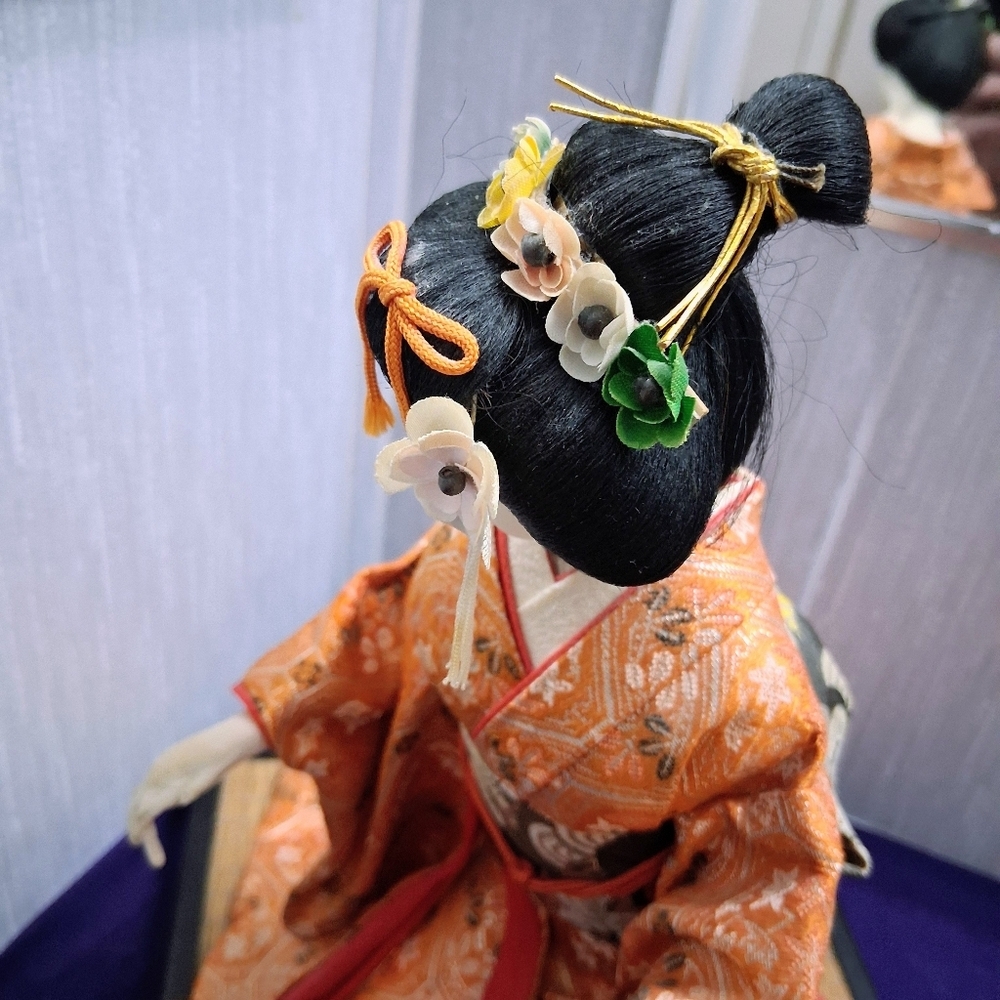 Vintage Japanese Geisha Nishi Doll Oyama Tatami Mat & Flowers - Picture 8 of 16